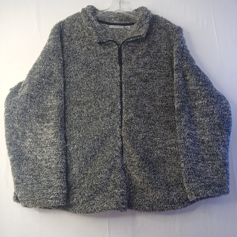 Jason Maxwell‎ Black and White Faux Fur Zip Up with Pockets Women Size 3X